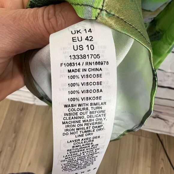 Topshop Women's Size 10 Green Floral Cami Slip Midi Dress - Picture 9 of 9